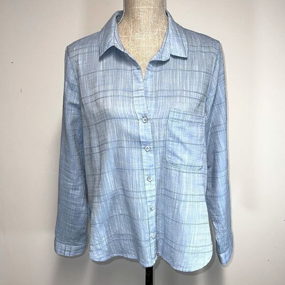 Bella Dahl Blue Long Sleeve Button Down Shirt - Picture 1 of 6